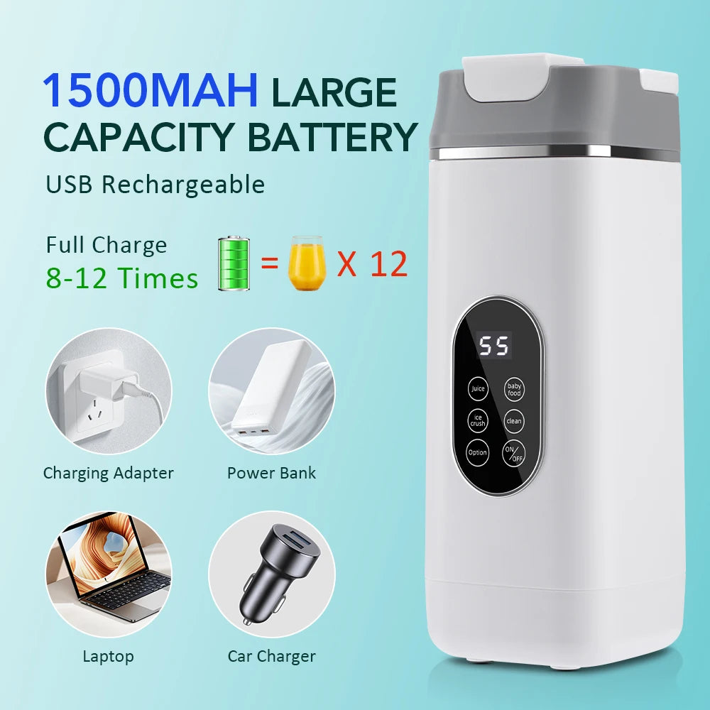 Portable Electric Blender Rechargeable Juicer Hand Blender 12 Blades Crushed Ice 420ML Cup Fruit Juicer Machine Smoothie Maker