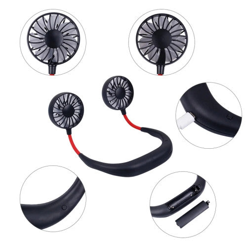 Portable Hand Free Neck Fan, USB Hanging Neck Fan, 360 Degree Free Rotation, Handheld Personal Cooling Fan, Wearable Neck Fan Suitable for Travel, Sports, Office