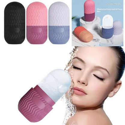Cube Tray Shape Face Facial Reusable Ice Roller Massage Silicone Face Massage Roller Facial Ice Face Roller Skincare Tool