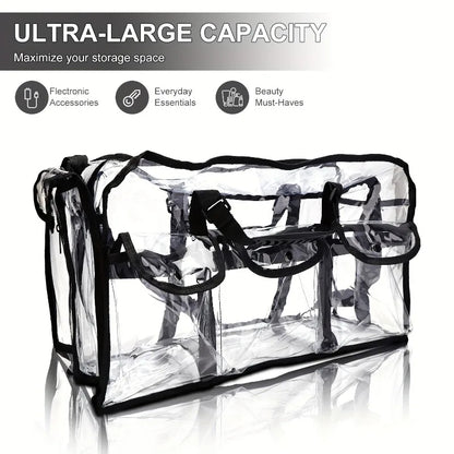 PVC Transparent Cosmetic Bag Waterproof Large Capacity Travel Organizer Multifunctional Beach Swimming Storage Shoulder Tote