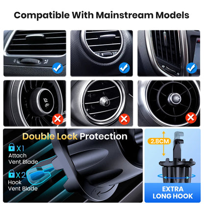TOPK Air Vent Car Mount,[Big Phones&Thick Case Friendly]Cell Phone Holder for Car Hands Free Clamp Cradle Vehicle for All Phones
