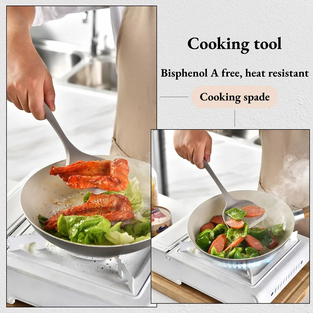 15Pcs Khaki Food Grade Silicone Kitchen Cookware Utensils Turner Spatula Soup Spoon Practical Cooking Tool Kitchenware Set
