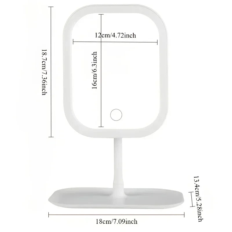 1PCS LED Makeup Mirror, Touch Control 3 Light Modes, Rechargeable Portable Vanity Mirror with Stand & Foldable Design