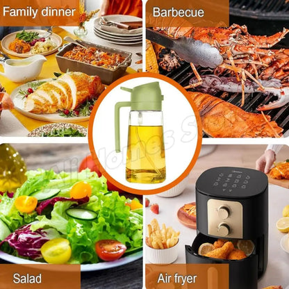 2IN1 Replacement for Oil Take Dispenser Mister Plastics Bottle with 2pcs Brush Spray Pour Cooking Spritzer BBQ Oil Spray Bottle
