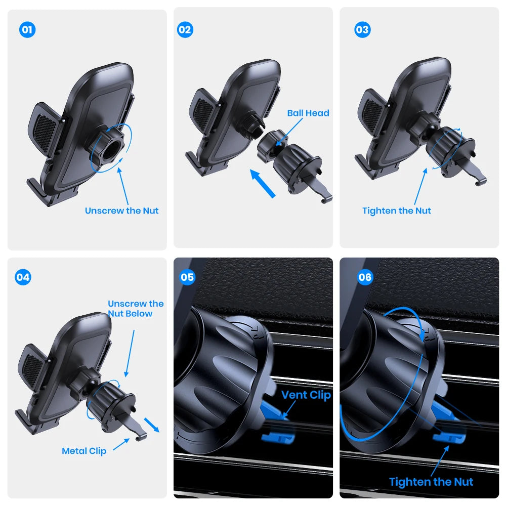 TOPK Air Vent Car Mount,[Big Phones&Thick Case Friendly]Cell Phone Holder for Car Hands Free Clamp Cradle Vehicle for All Phones