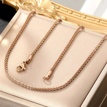 LUXUKISSKIDS 2.2mm Width Solid Cauliflower Chain Clavicle Choker for Woman Rosegold Color Stainless Steel Minimalist Necklaces