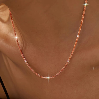 LUXUKISSKIDS 2.2mm Width Solid Cauliflower Chain Clavicle Choker for Woman Rosegold Color Stainless Steel Minimalist Necklaces