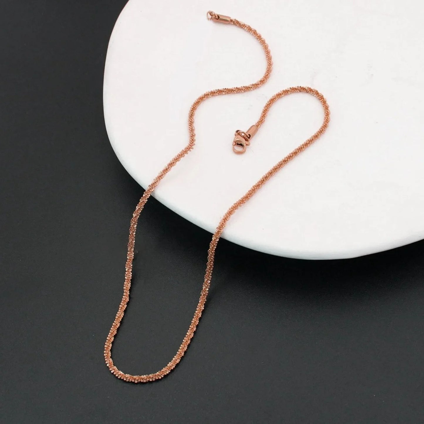 LUXUKISSKIDS 2.2mm Width Solid Cauliflower Chain Clavicle Choker for Woman Rosegold Color Stainless Steel Minimalist Necklaces